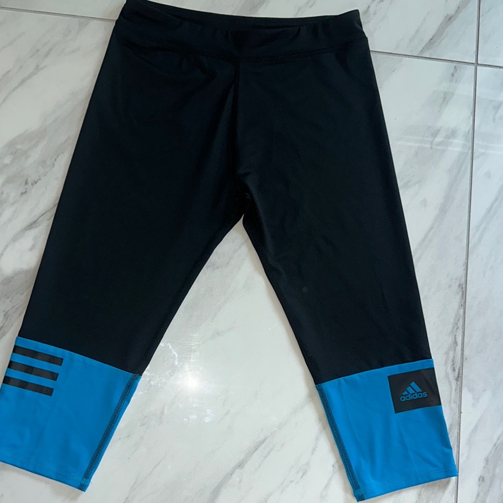 Adidas Black and Blue Athletic Leggings